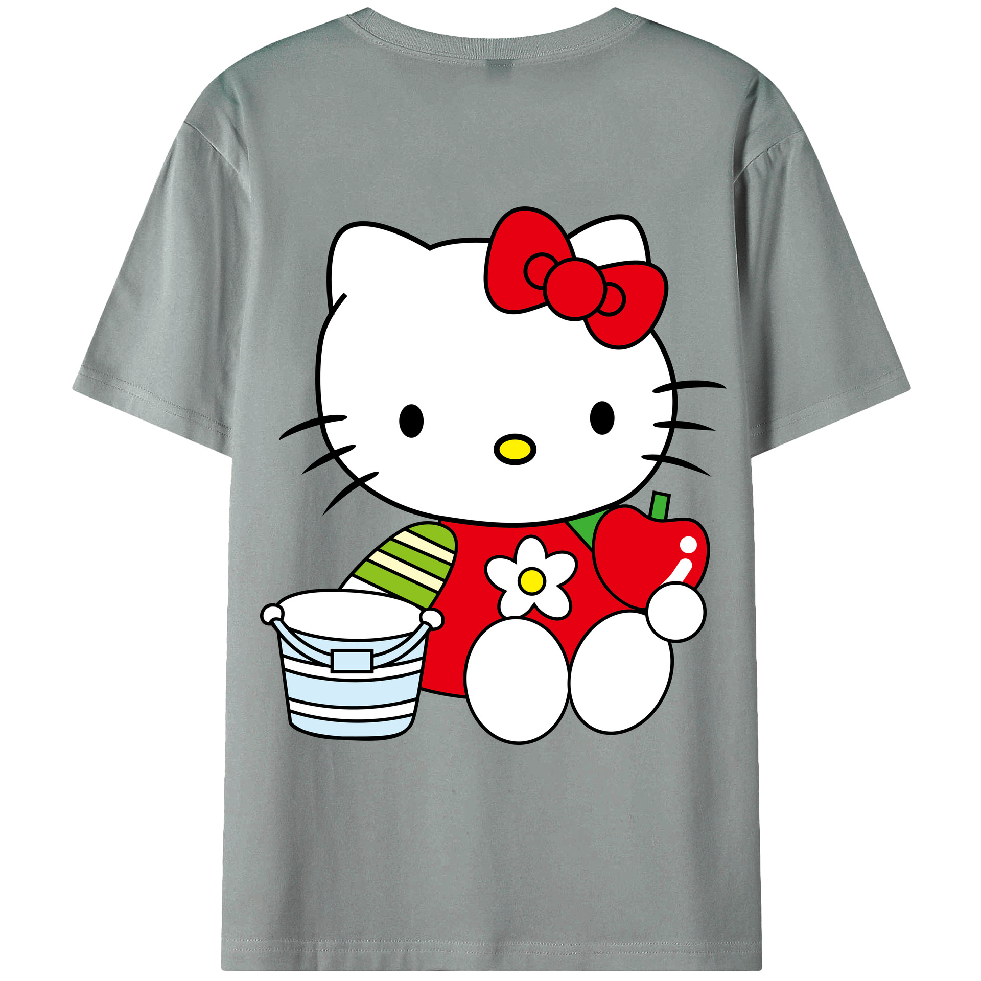 （画像用） Hello Kitty ハローキティ 綿100％ メンズ半袖Tシャツ（バックプリント） 通気性